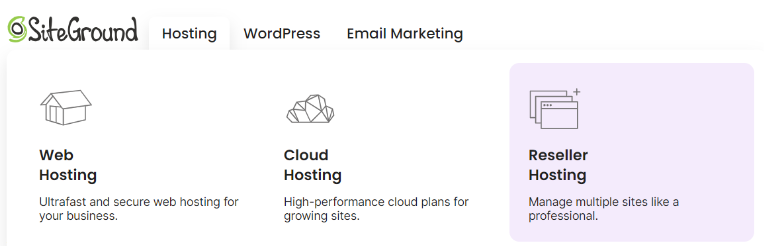 SiteGround Types of Hosting Offered