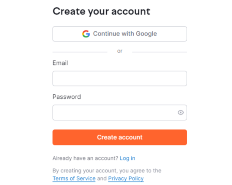 Create A New Account or Login 