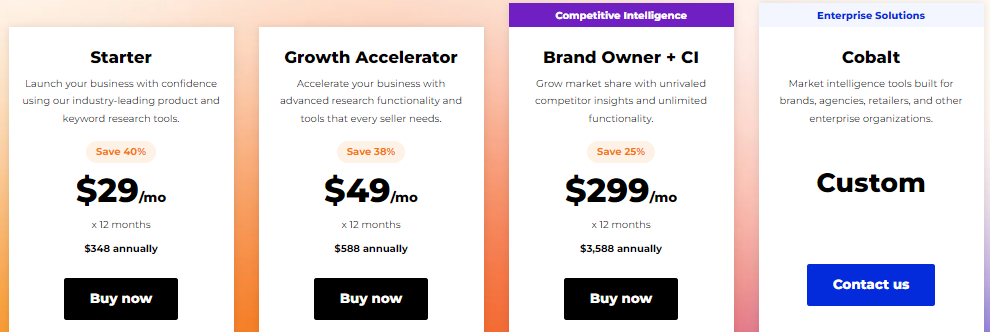 Jungle Scout Pricing Plan