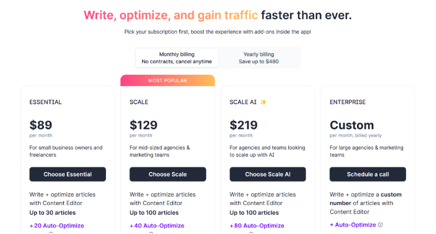 Surfer SEO Pricing & Plans