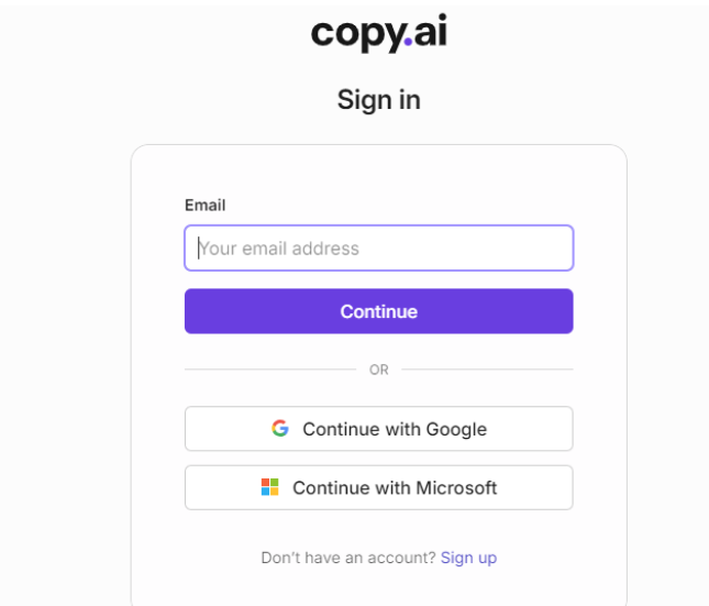 CopyAI Sign In Page